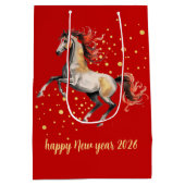 Modern Chinese New Year 2026 Horse New Year Medium Cadeauzakje (Achterkant)