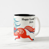 Modern Chinese Zodiac Horse 2026 Personalized Tweekleurige Koffiemok (Voorkant rechts)