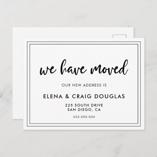 Modern chique bewegende aankondiging briefkaart (Voorkant / Achterkant)