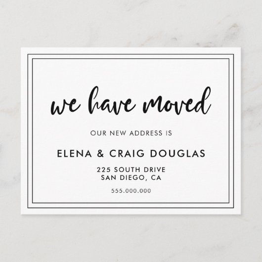 Modern chique bewegende aankondiging briefkaart (Voorkant)