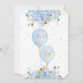 Modern chique blauw bloemenballonnen jongen Baby s Kaart (Achterkant)