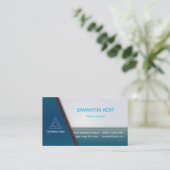 Modern chique blauw en bordeaux visitekaartje (Staand voorkant)