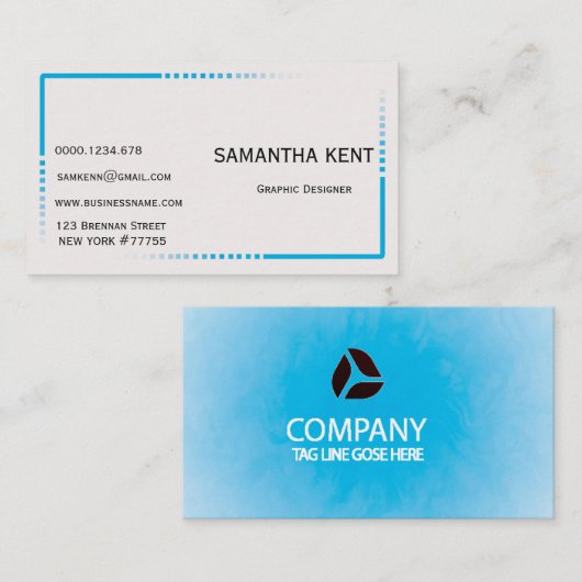 Modern chique blauw en wit visitekaartje (Voorkant / Achterkant)