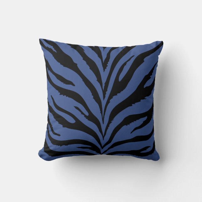 Modern chique blauw en zwart zebra prints kussen (Voorkant)