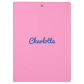 Modern Chique Blauw Roze Aangepaste Naam Girly Scr Klembord (Achterkant)