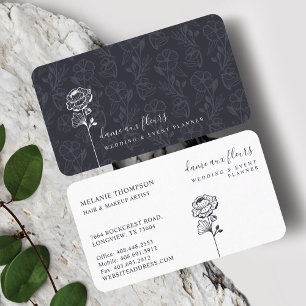 Modern chique bloemig Roos botanische blush marine Visitekaartje