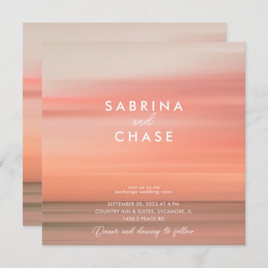 Modern chique blush Roos bruiloft Kaart (Voorkant / Achterkant)