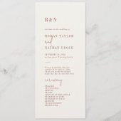 Modern chique Boho crème plat huwelijksprogramma Programmakaart (Voorkant)