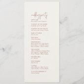 Modern chique Boho crème plat huwelijksprogramma Programmakaart (Achterkant)