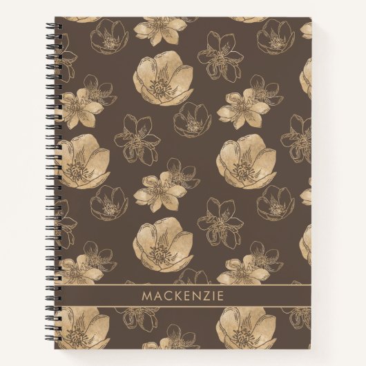 Modern chique Boho gouden folie bloemmotief Notitieboek (Voorkant)