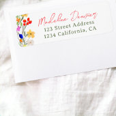 Modern chique boho wilde bloemen afstuderen etiket