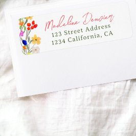 Modern chique boho wilde bloemen afstuderen etiket