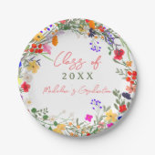 Modern chique boho wildflower afstuderen papieren bordje (Voorkant)