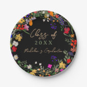 Modern chique boho wildflower afstuderen papieren bordje (Voorkant)