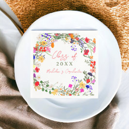 Modern chique boho wildflower afstuderen servet