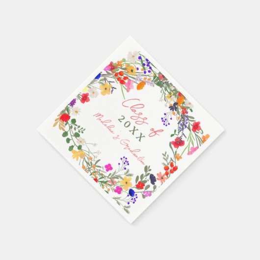 Modern chique boho wildflower afstuderen servet (Hoek)