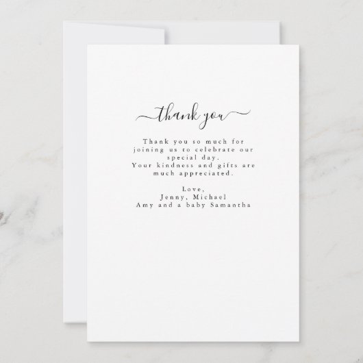 Modern chique boog inzet twee foto geboorte aankon aankondiging (Achterkant)