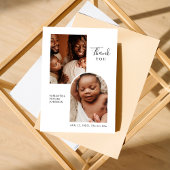 Modern chique boog inzet twee foto geboorte aankon aankondiging