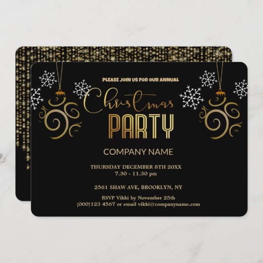 Modern Chique Corporate Goud en Zwart Kaart (Voorkant / Achterkant)