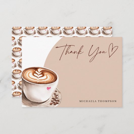 Modern chique dank u koffie Vrijgezellenfeest Bedankkaart (Voorkant / Achterkant)