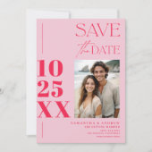 Modern chique eenvoudig vet script Retro roze brui Save The Date (Voorkant)