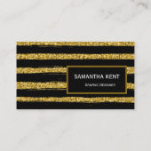 Modern chique elegant zwart en goud visitekaartje (Achterkant)