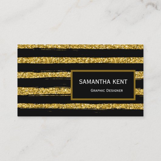 Modern chique elegant zwart en goud visitekaartje (Achterkant)