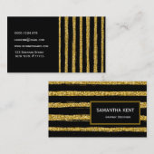 Modern chique elegant zwart en goud visitekaartje (Voorkant / Achterkant)