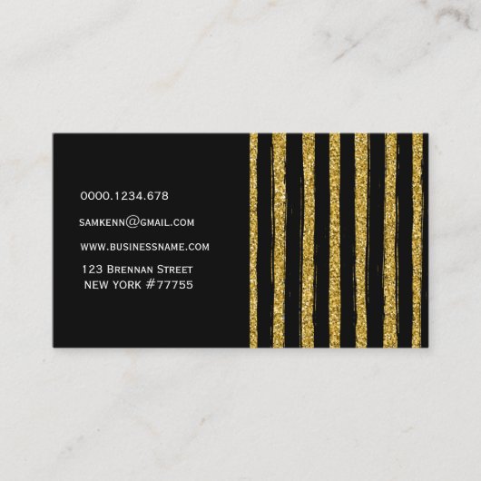 Modern chique elegant zwart en goud visitekaartje (Voorkant)
