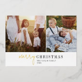 Modern Chique Folie Fotocollage Kerstnieuws Feestdagenkaart (Voorkant)