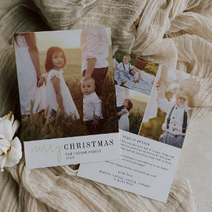 Modern Chique Folie Kerstmis Fotojaar in de Review Folie Feestdagenkaart