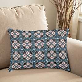 Modern chique geometrisch bloemenmonogrampatroon accent kussen