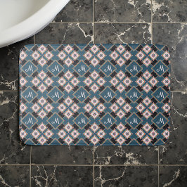 Modern chique geometrisch bloemenmonogrampatroon badmat