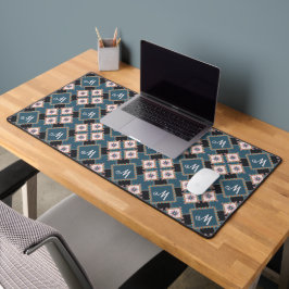 Modern chique geometrisch bloemenmonogrampatroon bureaumat
