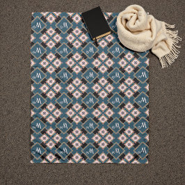 Modern chique geometrisch bloemenmonogrampatroon fleece deken