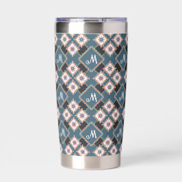 Modern chique geometrisch bloemenmonogrampatroon geïsoleerde drinkbeker