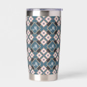 Modern chique geometrisch bloemenmonogrampatroon geïsoleerde drinkbeker (Links)