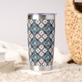 Modern chique geometrisch bloemenmonogrampatroon geïsoleerde drinkbeker
