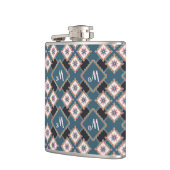 Modern chique geometrisch bloemenmonogrampatroon heupfles (Links)