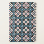 Modern chique geometrisch bloemenmonogrampatroon planner (Achterkant)