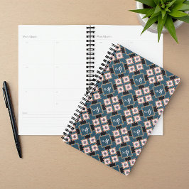 Modern chique geometrisch bloemenmonogrampatroon planner