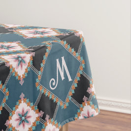 Modern chique geometrisch bloemenmonogrampatroon tafelkleed