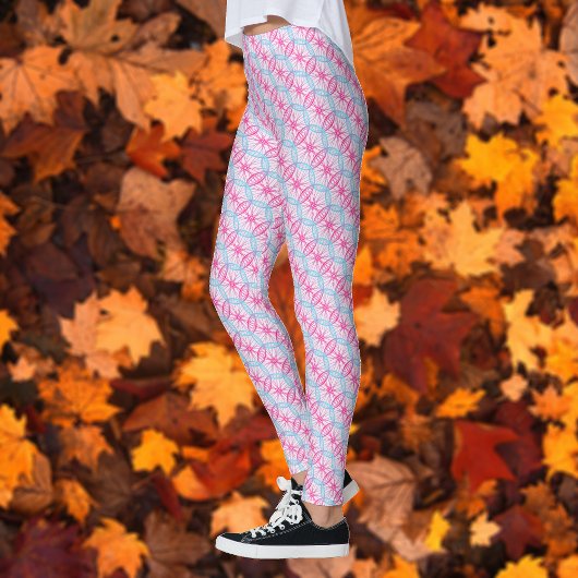 Modern chique geometrisch roze fietswielenpatroon leggings