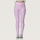 Modern chique geometrisch roze fietswielenpatroon leggings (Voorkant)