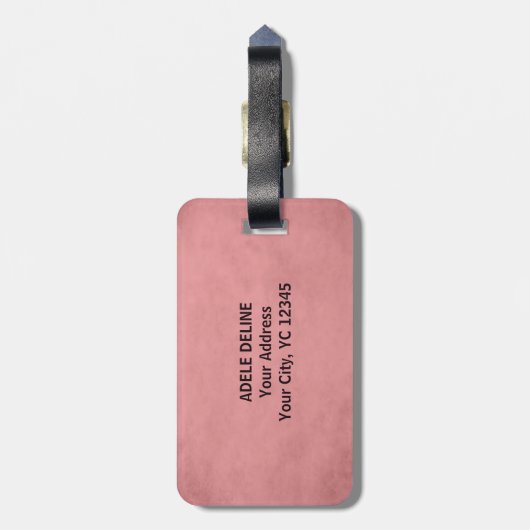 Modern chique getextureerd roze Bagagelabel (Achterkant verticaal)