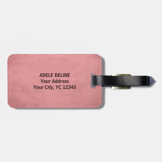 Modern chique getextureerd roze Bagagelabel (Achterkant horizontaal)