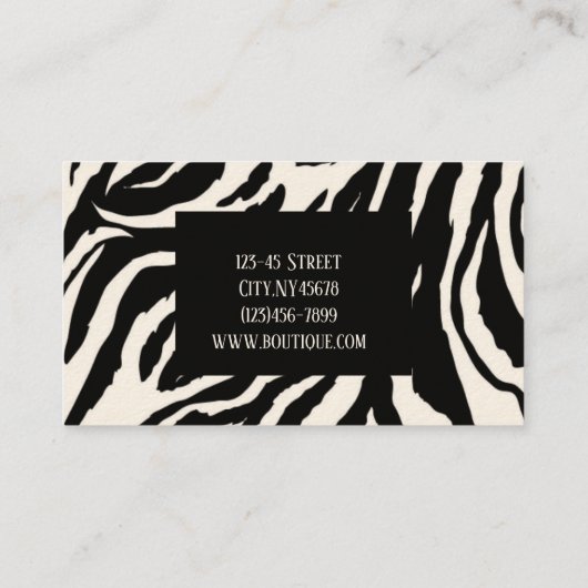 modern chique girly Zebra print Visitekaartjes (Achterkant)