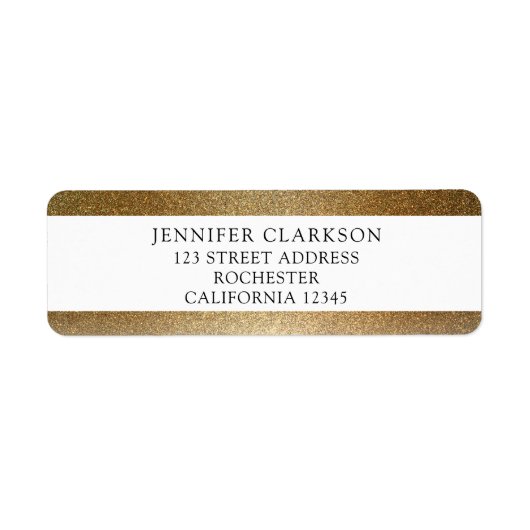 Modern chique glitter goud persoonlijk retouradres etiket (Voorkant)