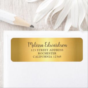 Modern chique glitter gouden script retouradres etiket
