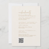 Modern Chique  Gold Weekend Evenementen QR Bruilof Kaart (Achterkant)